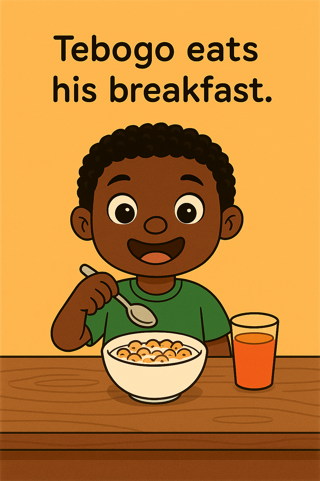 Tebogo eats breakfast