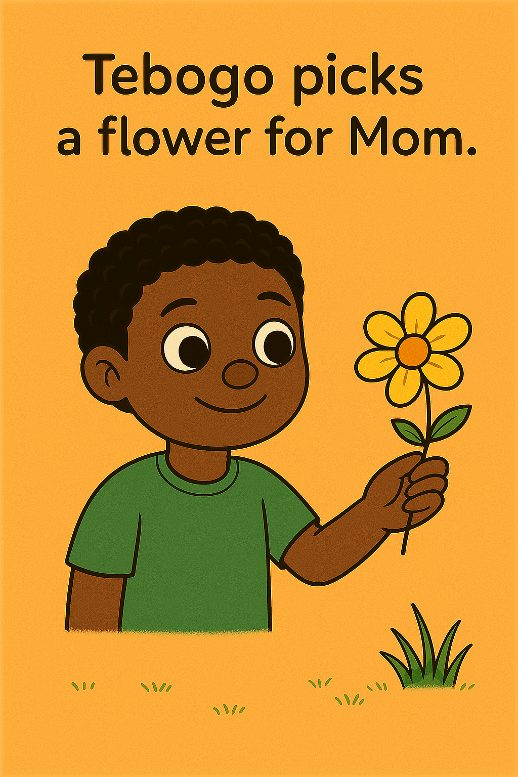 Tebogo picks a flower for mom